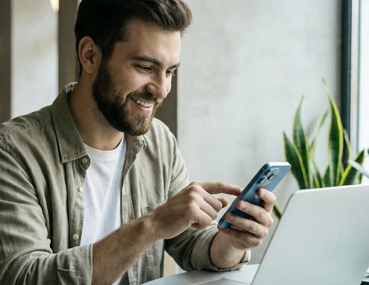 Emprendedor con teléfono